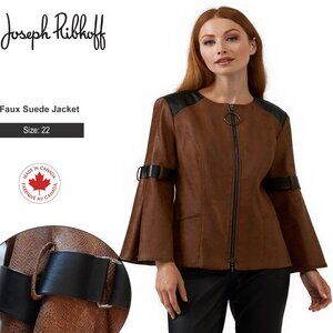 Joseph Ribkoff Brown Faux Suede Jacket with Black Accents